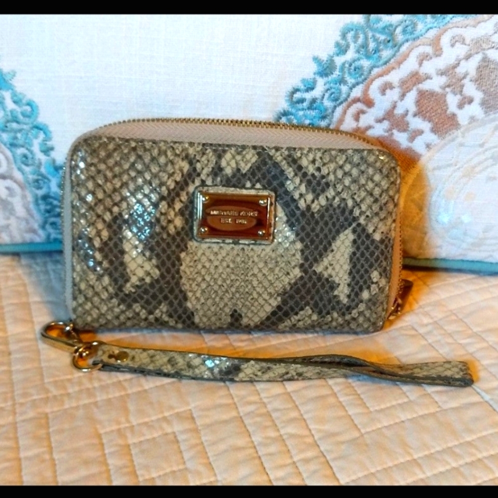 Michael Kors Bedford Continental Python Mini Wall… - image 1